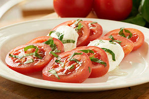 fresh buffalo mozzarella, tomatoes and basil
